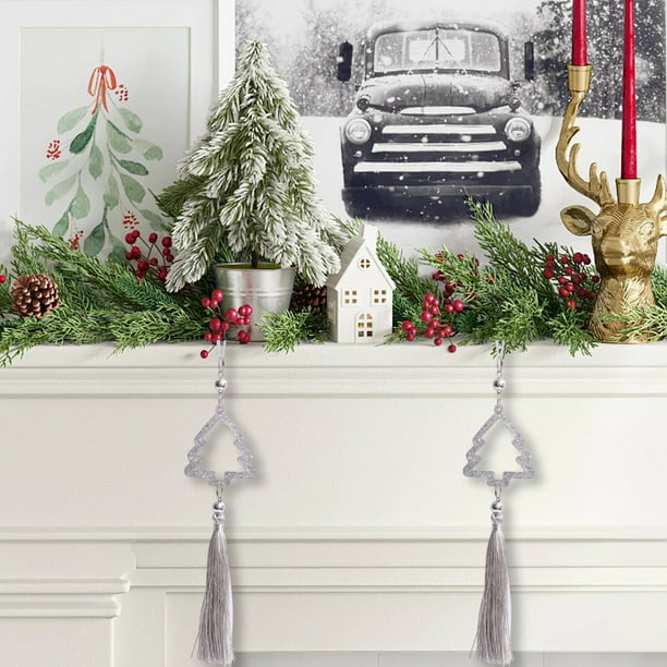 Adorno Navideño Colgante Calado de Plástico Blanco - 32 X 6,8 Cm. Decoración con Acabado Espejo para Árbol, Ventana y Escaparates de Centros Comerciales.
