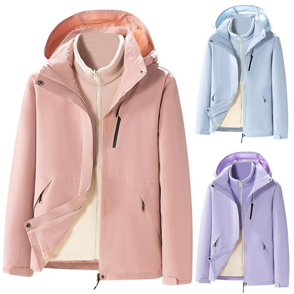 Wiyuqeen Women's Waterproof Rain Jacket Winter Waterproof Hiking Coat with Removable Fleece Liner Windproof Rain Jacket for Outdoor Activities