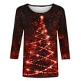 thumbnail image 5 of Christmas Costumes for Women Glitter Christmas Tree Shirt Womens 3/4 Sleeve Tops Crewneck Casual T Shirt Vacation Shirts, 5 of 5