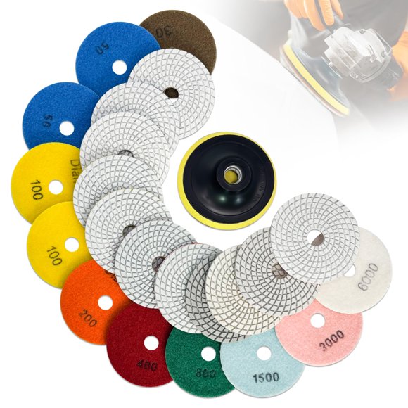 Juego de pads de pulido de diamante DiamDr de 3" para uso en húmedo y seco, 12 piezas