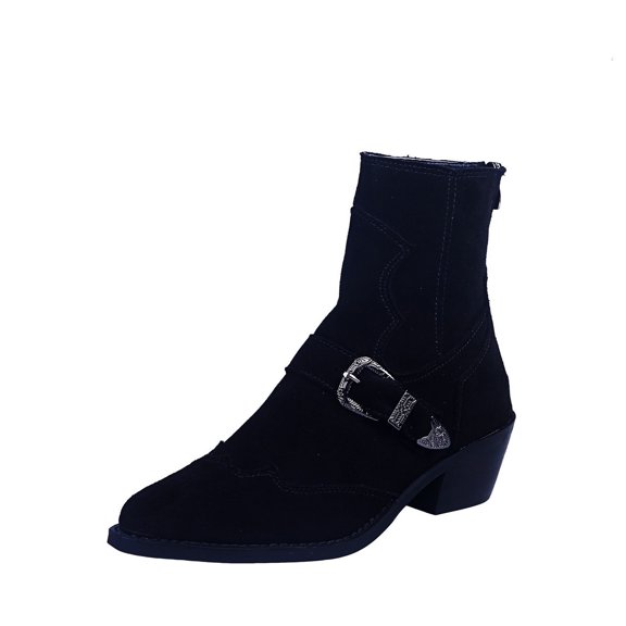 Jsaierl Women's Cowgirl Western Ankle Boots Pointed Toe Chunky Heel Stitching Cowboy Booties