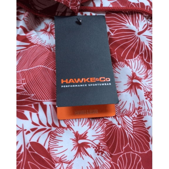 Hawke & Co. Men'sTropical Print Red/White Swimtrunks, Sz. 2X-Large