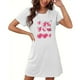 thumbnail image 4 of Camisón corto de talla grande para mujer, camisón de manga corta con estampado de pecho a la moda, camisón para mujer, 4 of 5