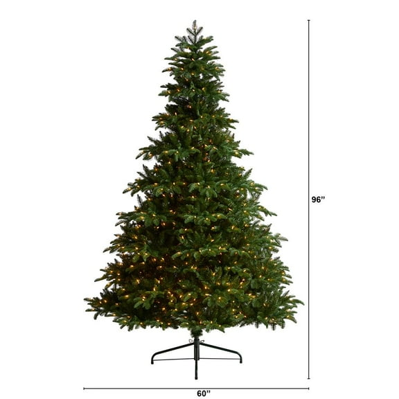 Nearly Natural 8ft. South Carolina Spruce Artificial Christmas Tree with 700 White Warm Lights and 3412 Bendable Branches