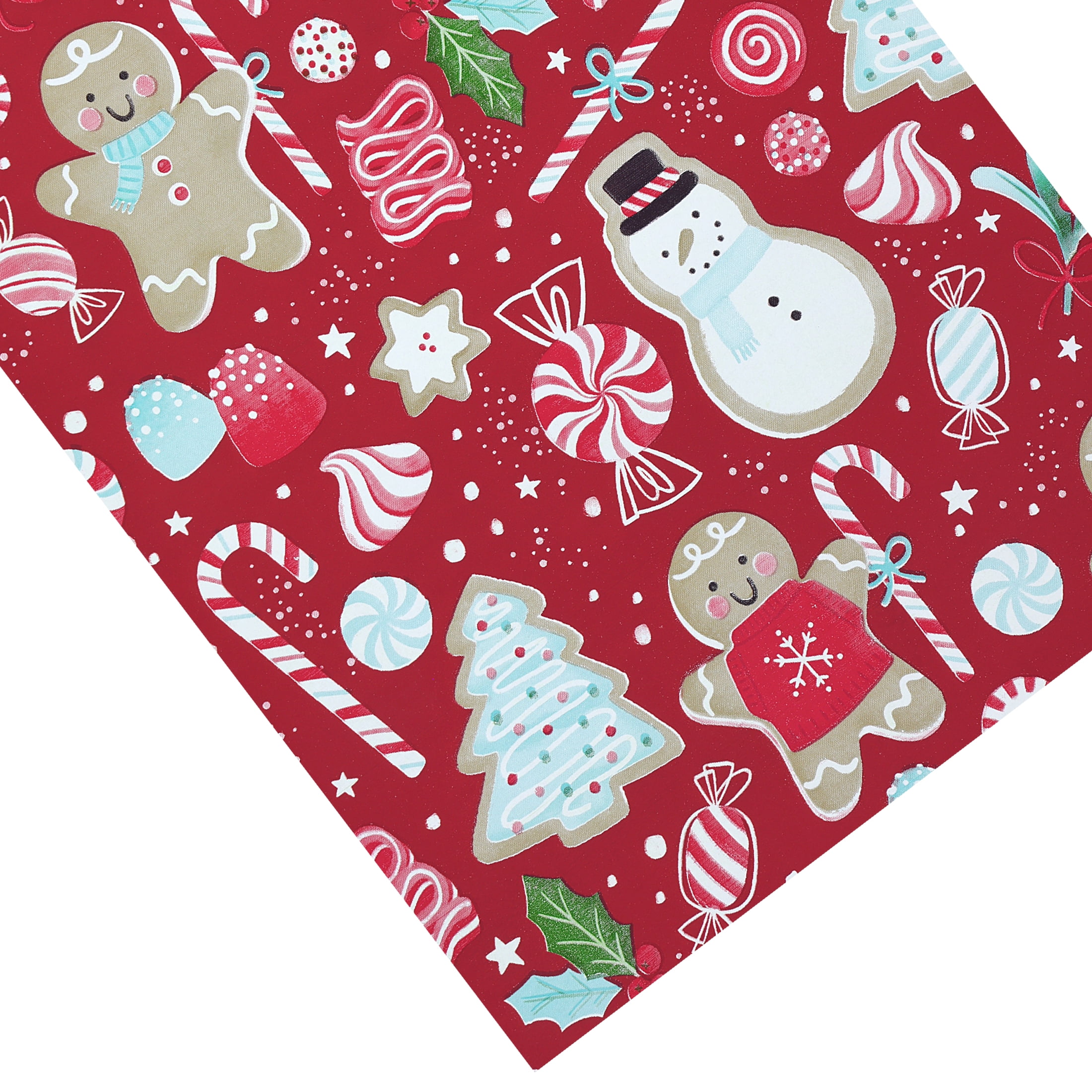 Holiday Time Single Roll Gift Wrap, Pink, Red, White, Green Candies