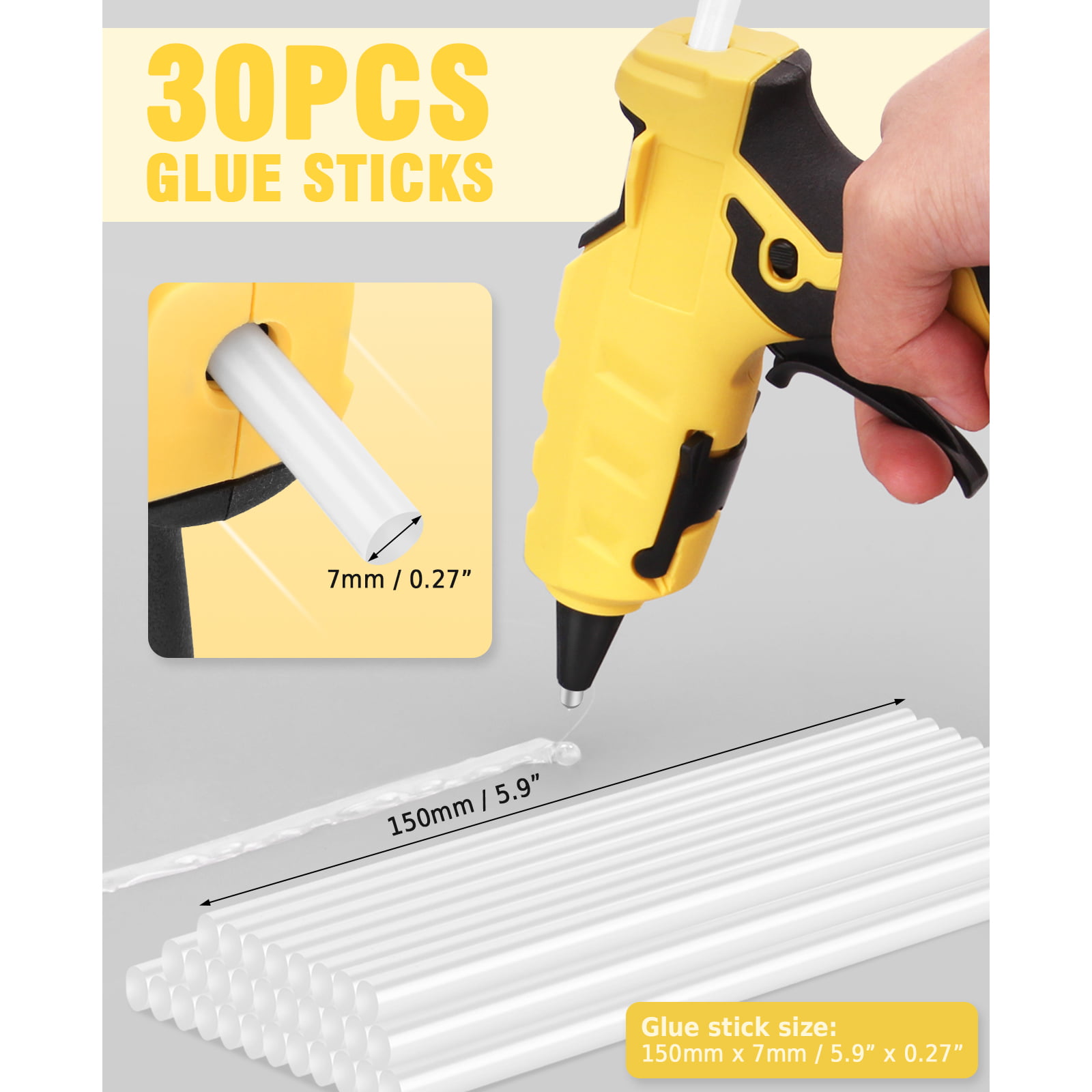 Mellif Cordless Hot Glue Gun Bare Tool for Dewalt 20V Bare Tool 20 Glue  Sticks