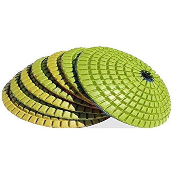 4" diamond convex polishing pads kit - Hook And Loop Backing Pads Granite Stone Glass Marble Set By STADEA
