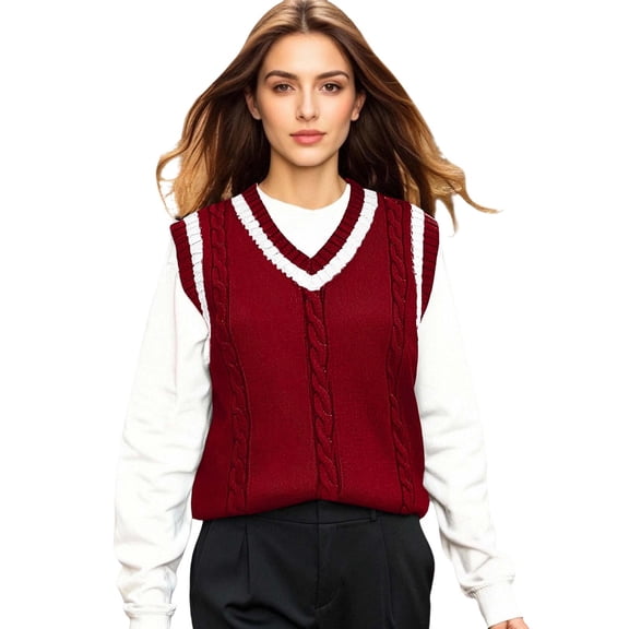 Womens Sleeveless Sweater Vest Men's And Women's Matching Knitted Sweater Blouses Knitted Yarn Cardigans College Style School Blouses