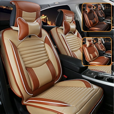 - 13Pcs Universal 5 Seat Car PU Leather Full Surround Cover Cushion + Pillows Trim Set