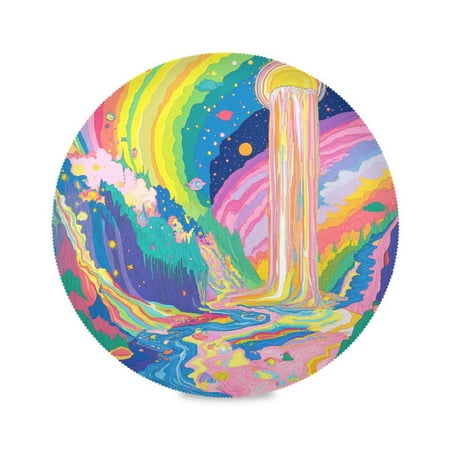 

15.4inch Round Placemats DIY Printing Design Suitable for Kitchen Table Party Decoration Waterfall