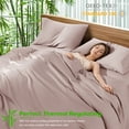 thumbnail image 2 of Sonoro Kate Luxury Cooling Bamboo Bed Sheet Set - Deep Pockets - 4 Piece,California King, Light Pink, 2 of 6