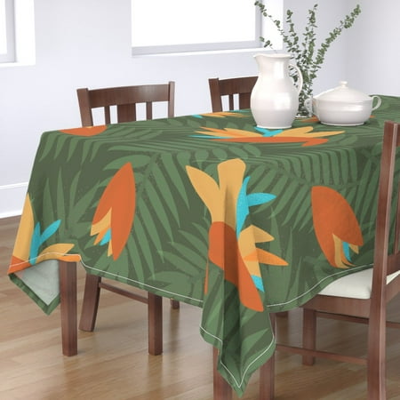 

Cotton Sateen Tablecloth 70 x 108 - Floral Hawaii Tropic Hawaiian Botanical Island Birds Paradise Large Vintage Florida Print Custom Table Linens by Spoonflower