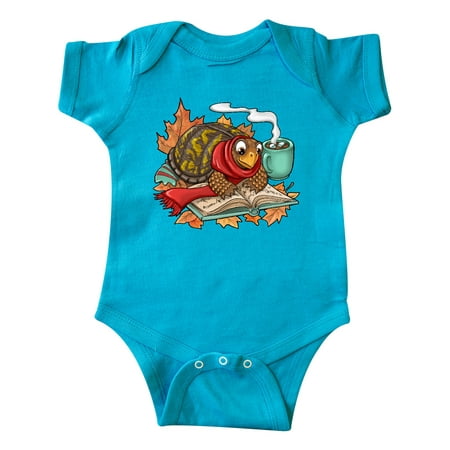 

Inktastic Autumn Turtle in Leaves with Scarf Book and Cocoa Gift Baby Boy or Baby Girl Bodysuit
