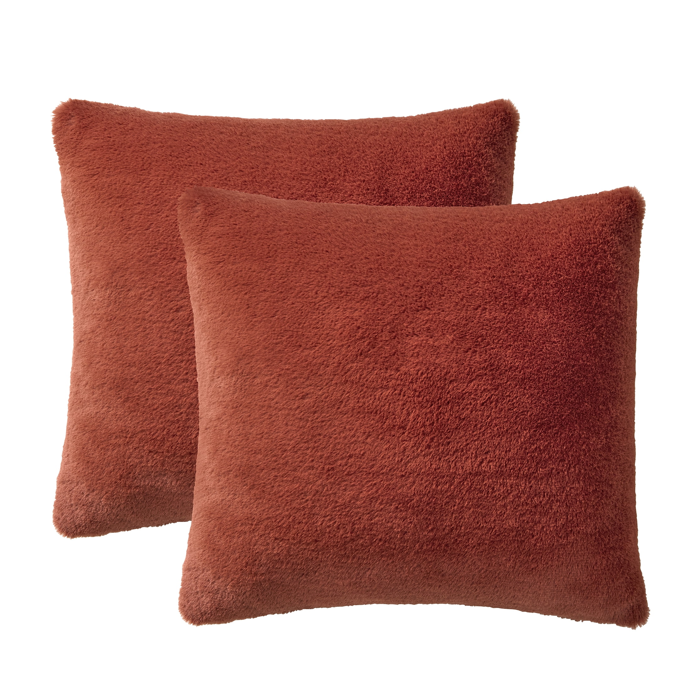 Mainstays 18" x 18" Orange Carved Faux Fur Pumpkin Decorative Pillows (2 Count)