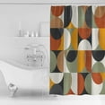 thumbnail image 2 of Mid-Century Modern Shower Curtain, 48" x 72", Abstract Geometric Semicircle Green Waterproof Bathroom Curtain Washable Shower Curtain Set with 12 Hooks, 2 of 6