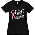 thumbnail image 3 of Inktastic Fight Breast Cancer Pink Ribbon Women's Plus Size V-Neck T-Shirt, 3 of 5