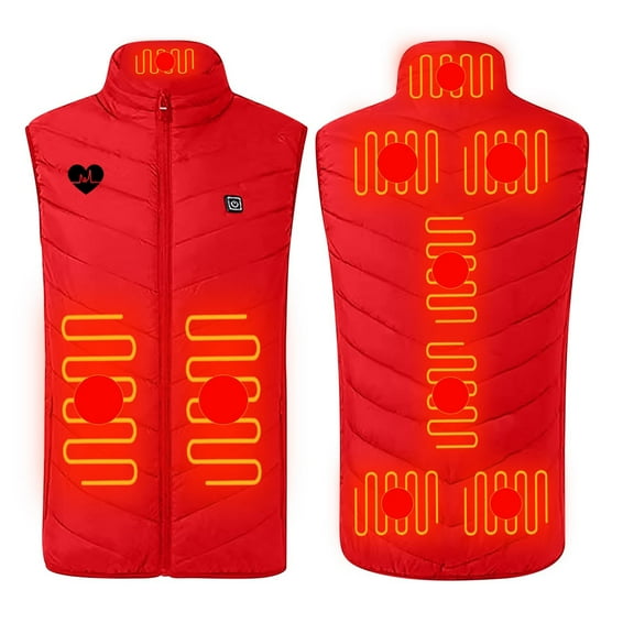 Miluxas Heated Vest for Men, 9 Heating Zones, Lights-out Design, Lightweight Mens Heating Jacket Red