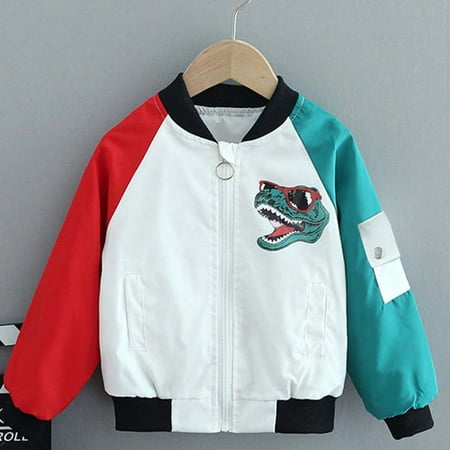 

ATOGUTA Boys Girls Lightweight Jacket Bomber Jacket Casual Coat Zip Up Outerwear with Pockets White Size 9M-14