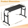 thumbnail image 2 of 100x40cm Wooden Overbed Table on Wheels - Height & Length Adjustable Mobile Bedside Desk, Tilting Laptop Stand for Recliner, Sofa, Hospital Bed, 2 of 7