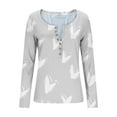 thumbnail image 4 of FDGIU Women’s Long Sleeve Henley Neck Shirt - Slim Fitted Ribbed Top for Going Out & Work Casual, 4 of 7