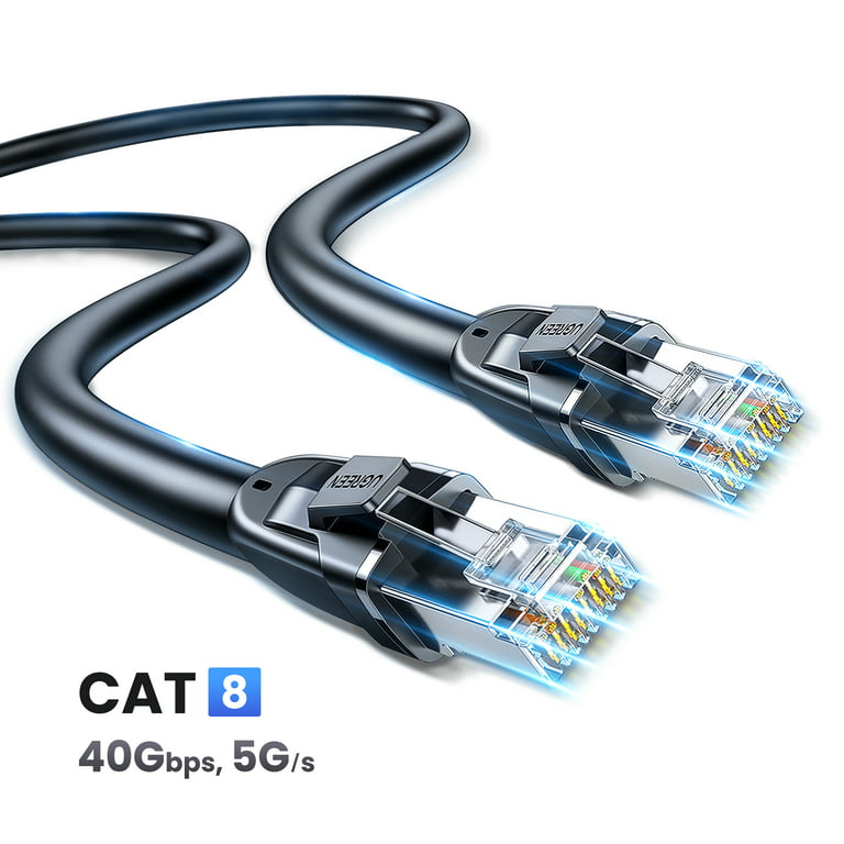 UGREEN Cat 8 Ethernet Cable 45FT, Flat High Speed Ethernet Cable,  40Gbps,2000Mhz Braided Internet Cable, LAN Cable S/FTP Network Cable for  Modem/Router/PS4/5/Gaming/PC 