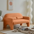 thumbnail image 2 of 2-Seater Modern Boucle Loveseat with Solid Wood Frame,Leisure Sofa Chair with Lumbar Pillows,Cozy Armchair for Living room, Orange, 2 of 8