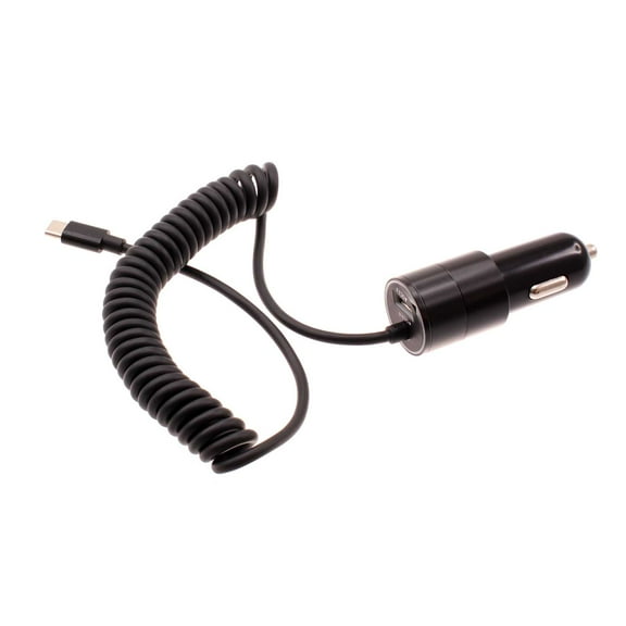 Car Charger 3.1A for iPhone 15/16/Plus/Pro/Pro Max/16e - Type-C Power Adapter DC Socket Extra USB Port Coiled Cable