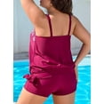 thumbnail image 4 of Charmo Plus Size Blouson Tankini Swimsuits for Womes 2 Piece Tummy Control Bathing Suits Side Tie Swimwears, 4 of 6