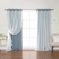 thumbnail image 4 of Aurora Home  Gathered Tulle Overlay Blackout Curtain Panel Pair Navy 52"W x 96"L 96 Inches, 4 of 5