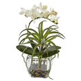 thumbnail image 1 of Nearly Natural 1443 Orchid and Succulent Mixed Arrangement with Glass Vase,White,6.75 x 22.5 x 6.75, 1 of 1