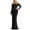 D-Black, variant on For Women Round Neck Long Sleeve Off Shoulder Long Maxi Dress With Sheer Mesh Insert Flowy Evening Party Gown Classic Streetwear Black S