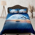thumbnail image 1 of Dolphin dash blue moon duvet cover set galaxy bedding, space bedding set full,, 1 of 4