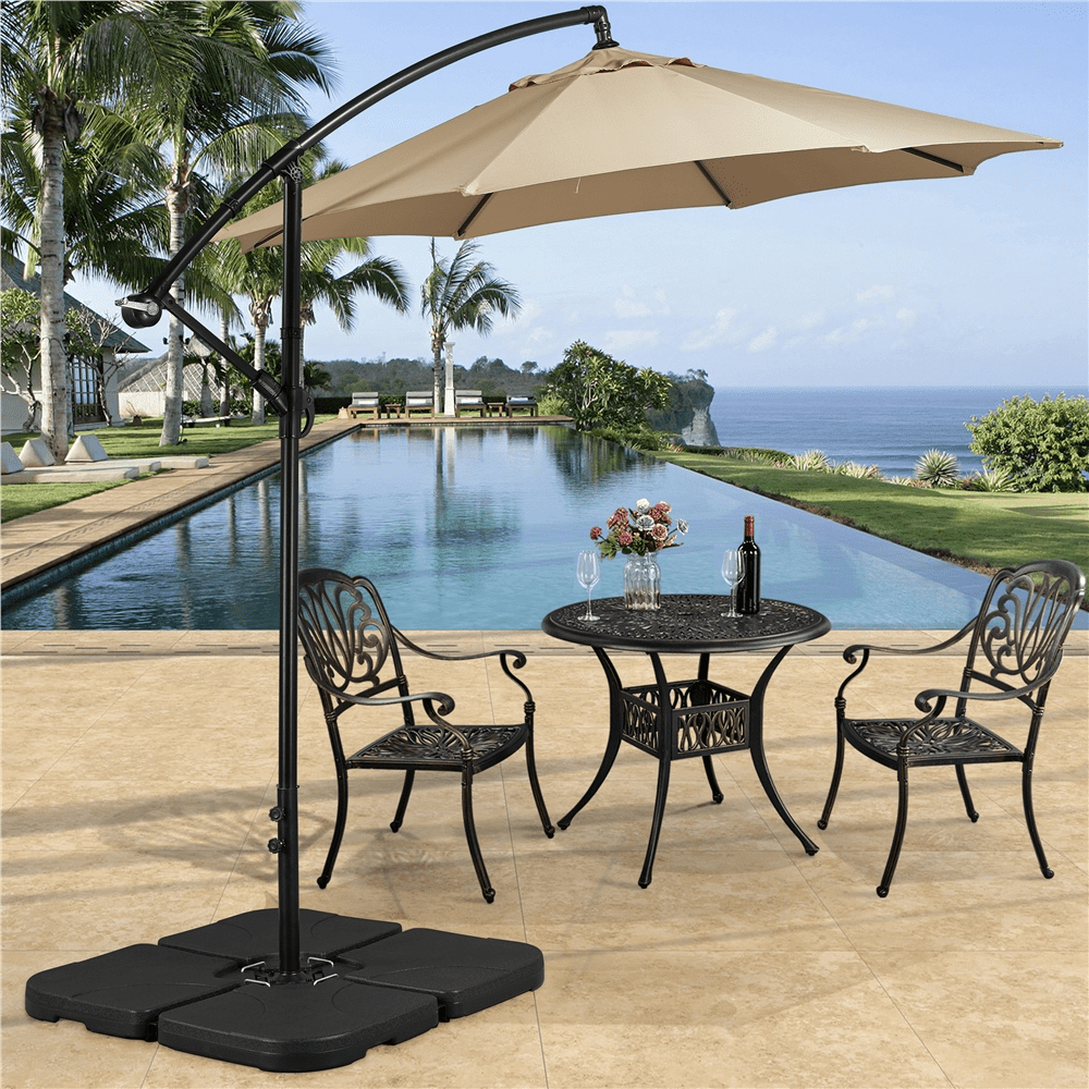 Renwick 53L 4-Piece Fillable Cantilever Umbrella Base, Heavy-Duty HDPE, Black