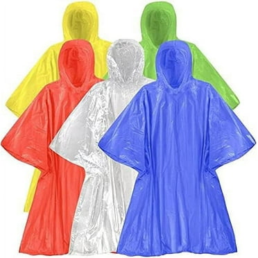 Trailmaker 100% Waterproof Hooded Disposable Rain Poncho Coats, for Adults, 10 Pack