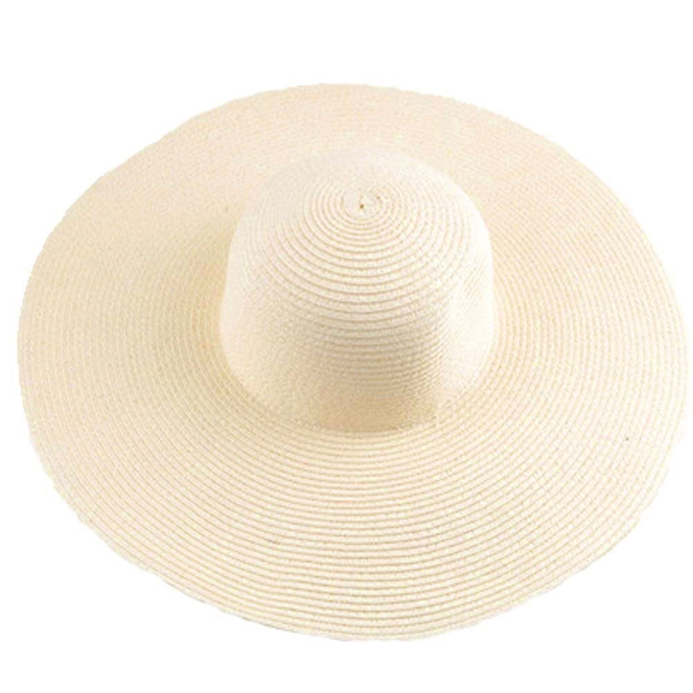 Manunclaims Womens Sun Straw Hat Wide Brim UPF 50 Summer Hat Foldable Roll  up Floppy Hawaiian Beach Hats for Women 