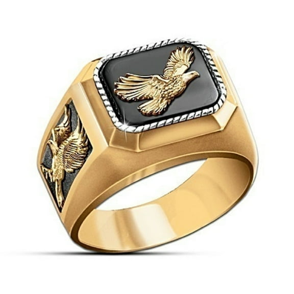 MayiaHey Eagle Ring, Norse Viking Eagle Bird Ring for Men, Flying Eagle Ring Hawk Eagle Jewelry, Celtic Eagle Ring Hip Hop Gold Eagle Band Ring Punk Eagle Animal Ring Rock Eagle Hawk Ring