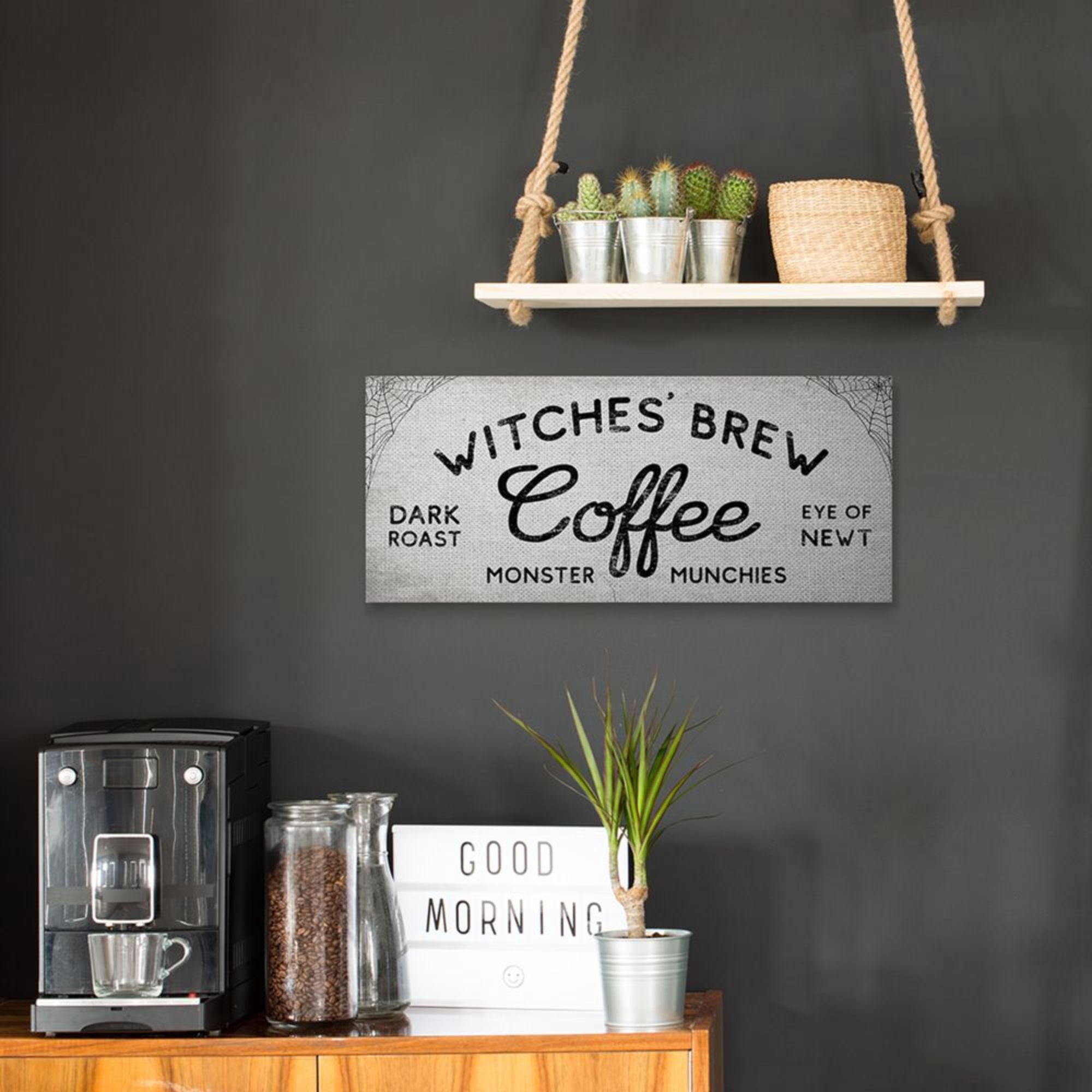 Stupell Industries Witches' Brew Coffee Charming Halloween Design Design by Daphne Polselli, 10" x 24"