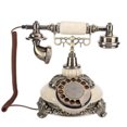 thumbnail image 2 of Teléfono antiguo de bronce con dial giratorio, auricular de escritorio para llamadas en casa, oficina y hotel, 2 of 14