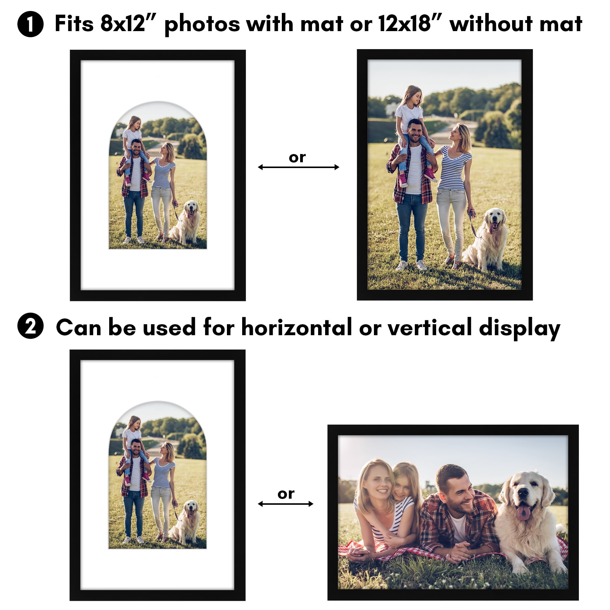 Americanflat 12x18 Picture Frame shaped elevate cherished photos unique expertly crafted border durable - Black