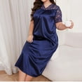 thumbnail image 5 of Silk Satin Nightgown for Women V-Neck Lace Loungewear Short Sleeve Sleepwear Full Length Nightgown Long Pajamas Dress, 5 of 6