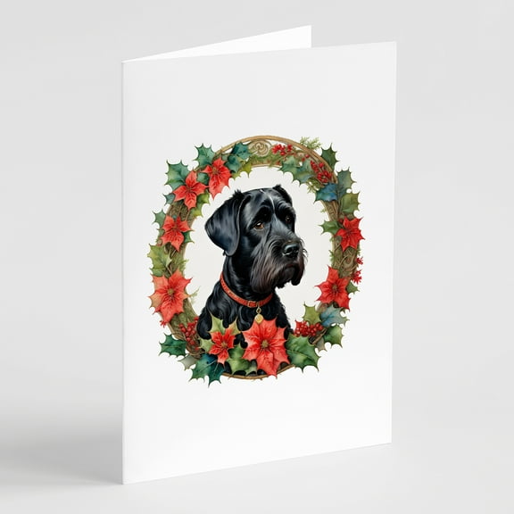 Giant Schnauzer Christmas Flowers Greeting Cards Pack of 8 7 in x 5 in