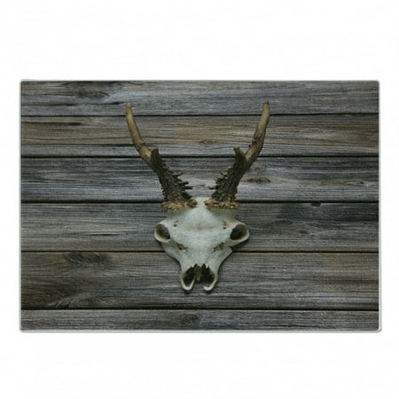 

Antlers Cutting Board Rustic Antler on Wooden Wall Wintertime Mountain Hut Country Style Rustic Design Decorative Tempered Glass Cutting and Serving Board Small Size Brown Beige by Ambesonne