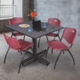 thumbnail image 2 of Regency Kobe 48 in. Square X-Base Breakroom Table- Grey, 4 M Stack Chairs- Burgundy, 2 of 8