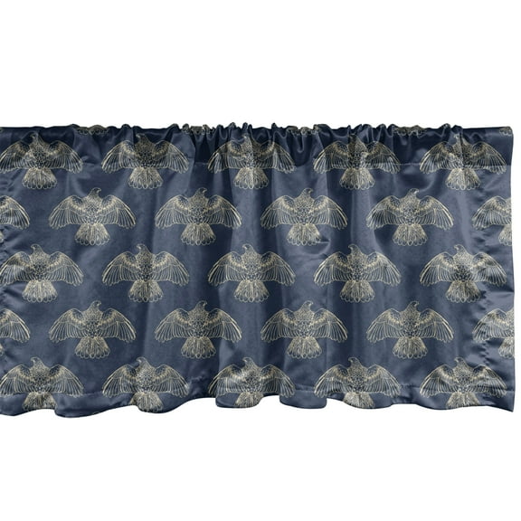 Ambesonne Birds Valance Pack of 2, Soaring Bird of Prey, 54"X12", Slate Blue Mustard