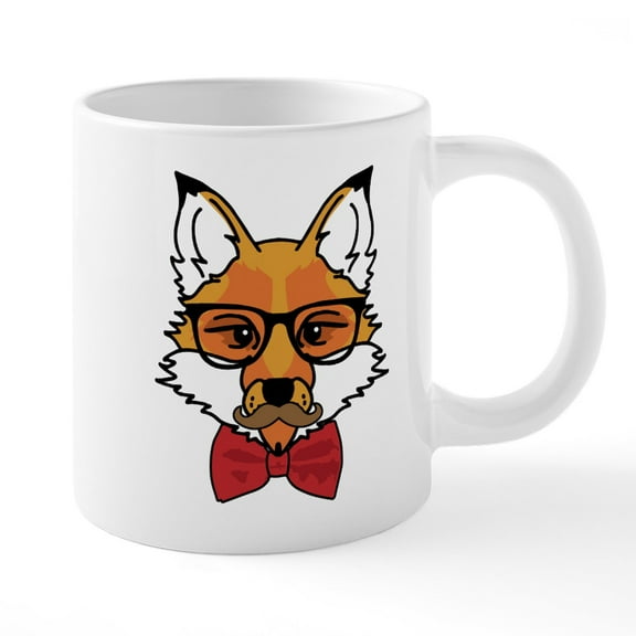 CafePress - Hipster Fox - 20 Oz White Ceramic Mega Mug