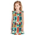 thumbnail image 1 of Fotbe Colorful Hawaii Palms Vestido de Dormir para Niñas de 3 a 10 Años, Mangas Cortas, Estilo Princesa, Pijama Camisón con Mangas Voladas-X-Large, 1 of 6