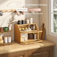 thumbnail image 3 of Bread Box for Kitchen Countertop Bin Double Layer Bread Box Storage Container Extra Large Capacity Farmhouse with Diamond Pattern Windows (Natural, Large), 3 of 13