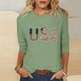 thumbnail image 2 of asdoklhq Plus Size 4th Of July Tshirts Graphic Shirts Women's Independence Day Printed Round-neck Three-quarter Sleeve T-shirt Loose Three-quarter Sleeve Round-neck Top/shirt Green M, 2 of 5
