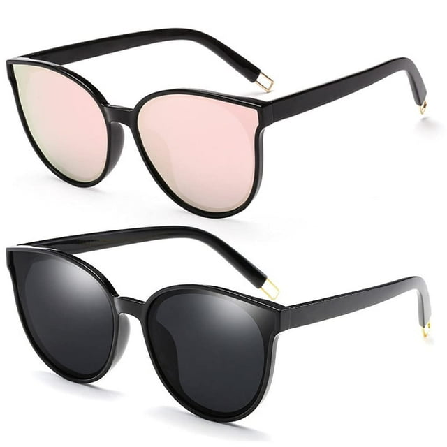 Gafas de Sol Polarizadas Dollger Grandes Estilo Ojo de Gato Negro + Rosa 2 piezas