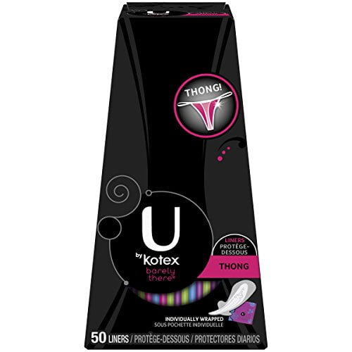 U By Kotex Barely There Thong Panty Liners, 50 Count